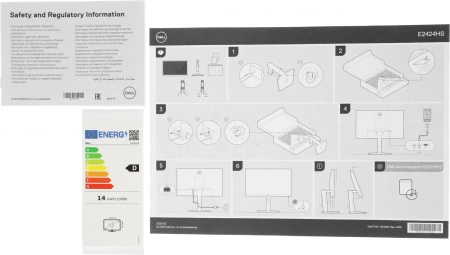 Монитор Dell 23.8" E2424HS черный VA LED 5ms 16:9 HDMI матовая HAS Piv 250cd 178гр/178гр 1920x1080 60Hz VGA DP FHD 4.53кг
