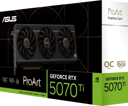 Видеокарта Asus PCI-E 5.0 PROART-RTX5070TI-O16G NVIDIA GeForce RTX 5070TI 16Gb 256bit GDDR7 2588/28000 HDMIx1 DPx3 HDCP Ret