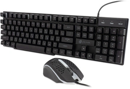 Клавиатура + мышь Оклик 400GMK клав:черный мышь:черный USB LED (1546779)