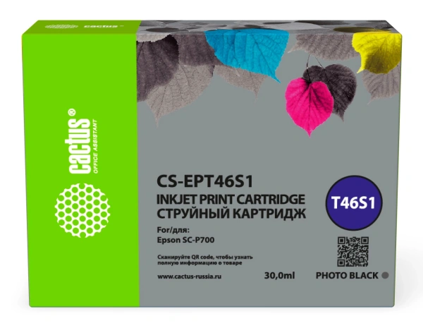 Картридж струйный Cactus CS-EPT46S1 T46S1 фото черный (30мл) для Epson SureColor SC-P700 с чипом