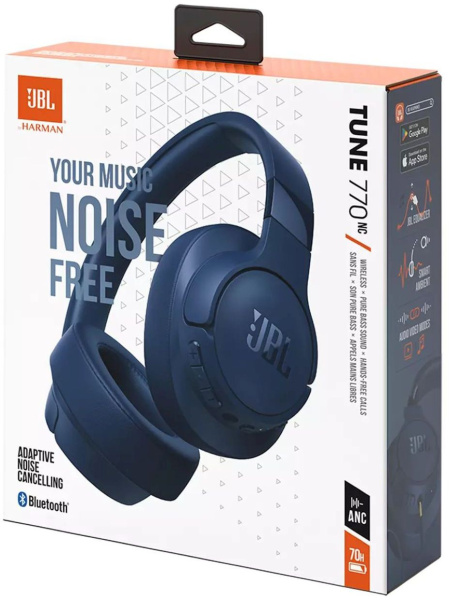 Гарнитура накладные JBL Tune 770NC 1.2м синий беспроводные bluetooth оголовье (JBLT770NCBLUCN)