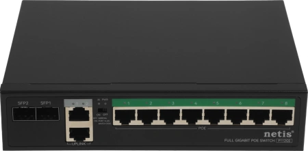 Коммутатор Netis P112GS (L2) 10x1Гбит/с 2SFP 8PoE 120W неуправляемый
