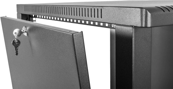 Шкаф коммутационный ЦМО (ШРН-12.500.1-9005) настенный 12U 600x529мм пер.дв.стал.лист 200кг черный 470мм 18кг 180град. 612мм металл
