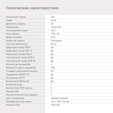 Телевизор LED Digma 32" DM-LED32SBB31 Яндекс.ТВ черный HD 60Hz DVB-T DVB-T2 DVB-C DVB-S DVB-S2 USB WiFi Smart TV