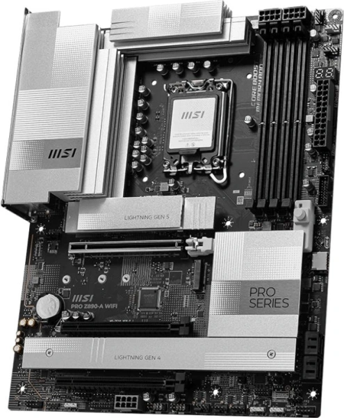 Материнская плата MSI PRO Z890-A WIFI  Soc-1851 Intel Z890 4xDDR5 ATX AC`97 8ch(7.1) 5Gigabit RAID+HDMI