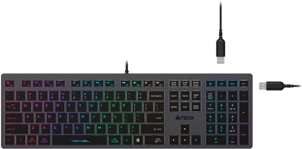 Клавиатура A4Tech FX60H серый USB slim LED (FX60H GREY/NEON) кабель 1.5м