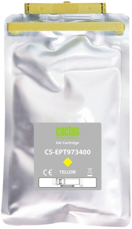 Картридж струйный Cactus CS-EPT973400 T9734 желтый (330мл) для Epson WorkForce WF-C869RD3TWFC/WF-C869RDTWF с чипом