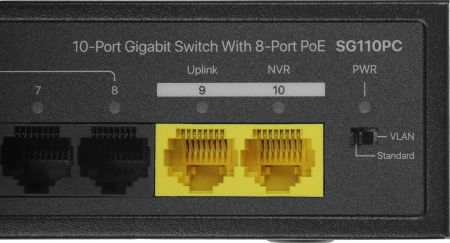 Коммутатор Tenda SG110PC (L2) 10x1Гбит/с 8PoE 95W неуправляемый