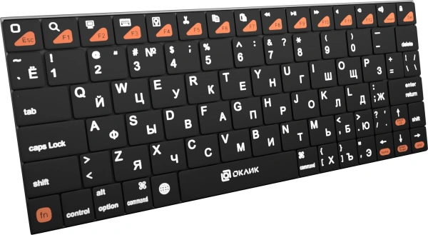 Клавиатура Оклик 840S черный USB беспроводная BT slim (754787)