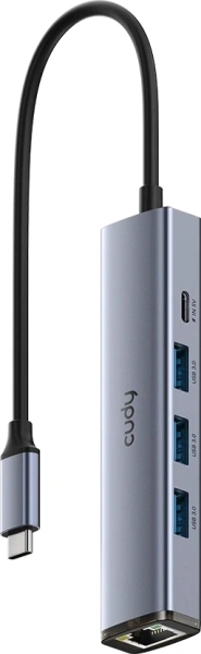 Разветвитель USB-C Cudy UH605 3порт. серый
