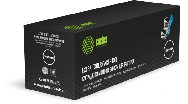 Картридж лазерный Cactus CS-C069HBK-MPS 069HBK черный (12000стр.) для Canon I_sensys LBP673CDW/MF754CDW/MF752CDW/imageCLASS MF756Cx/LBP674CDW/MF753CDW/MF751CDW с чипом