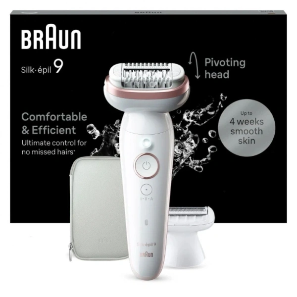 Эпилятор Braun SES9-030 скор.:2 насад.:3 от электр.сети от аккум. белый/розовый
