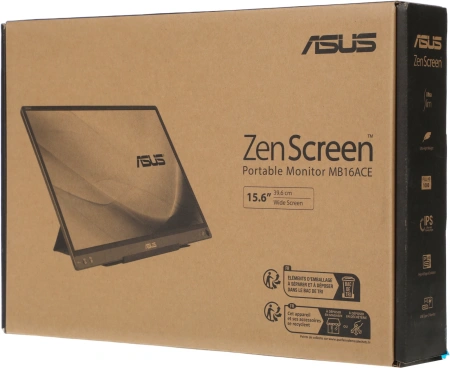 Монитор Asus 15.6" ZenScreen MB16ACE темно-серый IPS LED 16:9 матовая 220cd 178гр/178гр 1920x1080 60Hz FHD USB 0.8кг