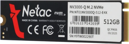 Накопитель SSD Netac PCIe 3.0 x4 512GB NT01NV3000Q-512-E4X M.2 2280