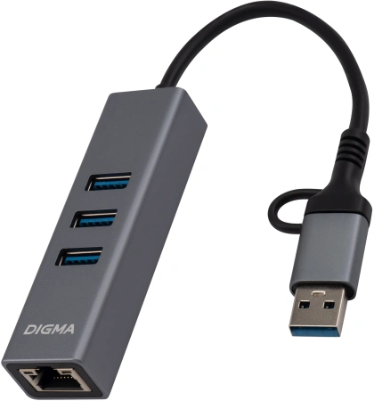 Сетевой адаптер Gigabit Ethernet Digma DLA-GEUCH3 USB 3.0