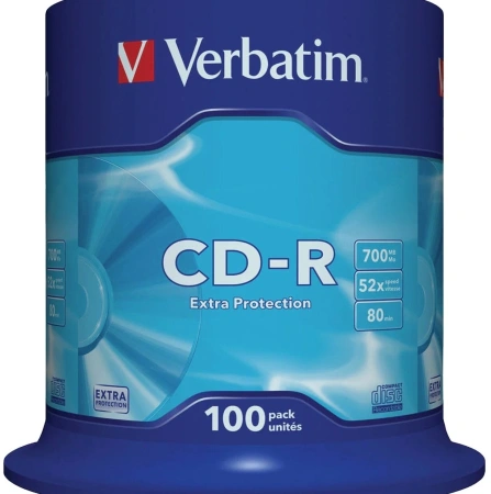 Диск CD-R Verbatim 700Mb 52x Cake Box (100шт) (43411)