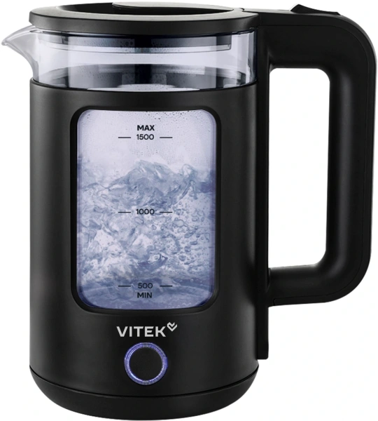 Чайник электрический Vitek VT-WK1082 1.7л. 2000Вт черный корпус: стекло