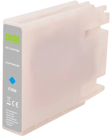 Картридж струйный Cactus CS-EPT04A240 T04A2 голуб.пигм. (85мл) для Epson WorkForce Pro WF-C8190, WF-C8690 с чипом
