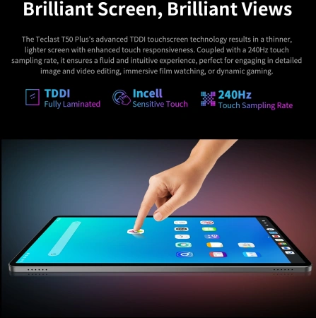 Планшет Teclast T50Plus 2025 T7280 (2.2) 8C RAM8Gb ROM256Gb 10.95" IPS 1920x1200 Android 15 серый 13Mpix 8Mpix BT WiFi microSD 1Tb 8000mAh 15hr