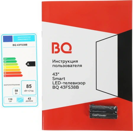 Телевизор LED BQ 43" 43FS38B Frameless черный FULL HD 60Hz DVB-T DVB-T2 DVB-C USB WiFi Smart TV (RUS)
