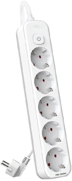 Сетевой фильтр Deli ET437 1.8м (5 розеток) белый (пакет ПЭ)
