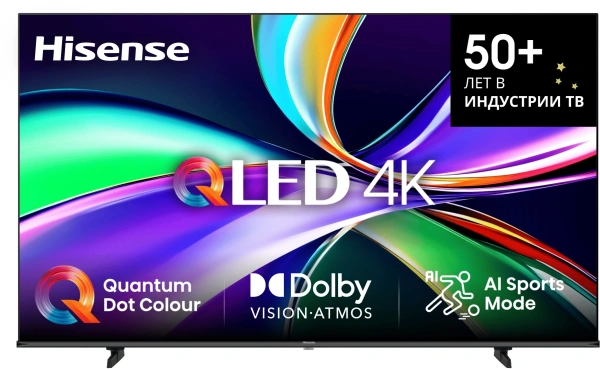 Телевизор QLED Hisense 65" 65E7Q черный 4K Ultra HD 60Hz MEMC DVB-T DVB-T2 DVB-C DVB-S DVB-S2 USB WiFi Smart TV