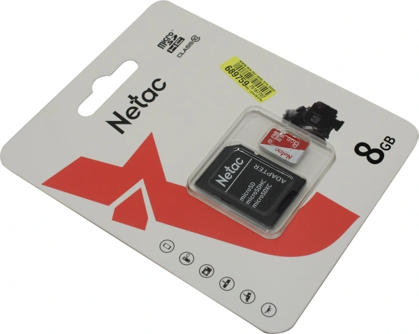 Флеш карта microSDHC 8GB Netac NT02P500ECO-008G-R P500 Eco + adapter