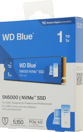 Накопитель SSD WD PCIe 4.0 x4 1TB WDS100T4B0E SN5000 Blue M.2 2280