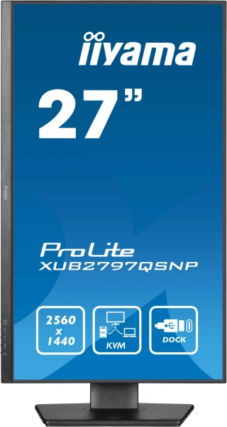 Монитор Iiyama 27" ProLite XUB2797QSNP-B1 черный IPS LED 16:9 HDMI M/M матовая HAS Piv 300cd 178гр/178гр 2560x1440 100Hz DP WQ USB 6.1кг