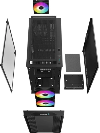 Корпус Deepcool CC360 ARGB черный без БП mATX 5x120mm 4x140mm 1xUSB2.0 1xUSB3.0 audio bott PSU