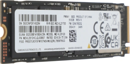 Накопитель SSD Samsung PCIe 4.0 x4 512GB MZVL2512HCJQ-00B07 PM9A1 M.2 2280 OEM