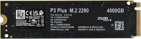 Накопитель SSD Crucial PCIe 4.0 x4 4TB CT4000P3PSSD8 P3 Plus M.2 2280