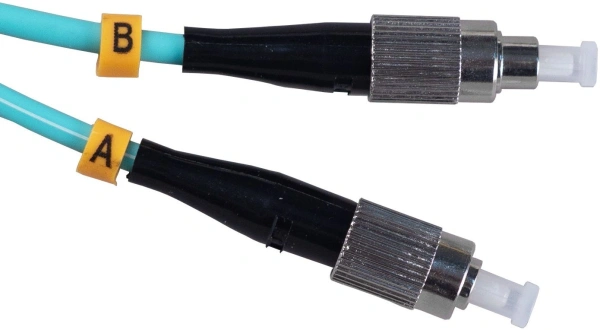 Патч-корд Cabeus FOP-50-FC-FC-1M 2x50/125 OM3 FC дуплекс-FC дуплекс 1м LSZH бирюзовый
