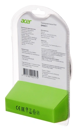 Мышь Acer OMW011 черный/синий оптическая 1200dpi USB 3but (ZL.MCEEE.002)