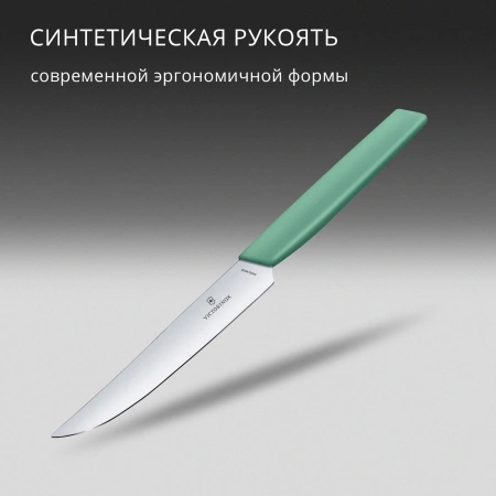 Нож кухонный Victorinox Swiss Modern (6.9006.1241) стальной столовый для стейка лезв.120мм прямая заточка мятный