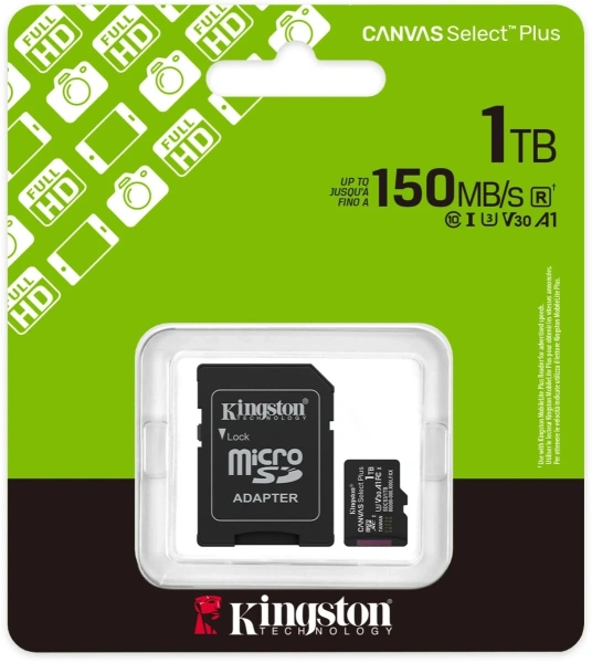 Флеш карта microSDXC 1TB Kingston SDCS3/1TB Canvas Select Plus V30 A1 + adapter