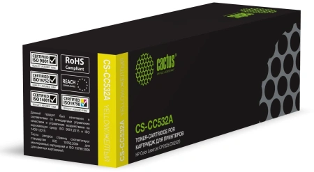 Картридж лазерный Cactus CS-CC532A CC532A желтый (2800стр.) для HP Color LaserJet CP2025/CM2320