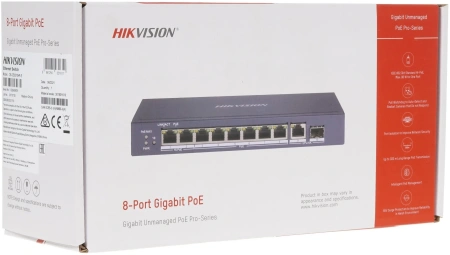 Коммутатор Hikvision DS-3E0510HP-E 9x1Гбит/с 1SFP 6PoE+ 2PoE++ 110W неуправляемый