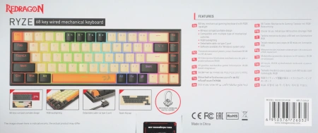 Клавиатура Redragon Ryze механическая черный USB for gamer LED (72603) кабель 1.8м