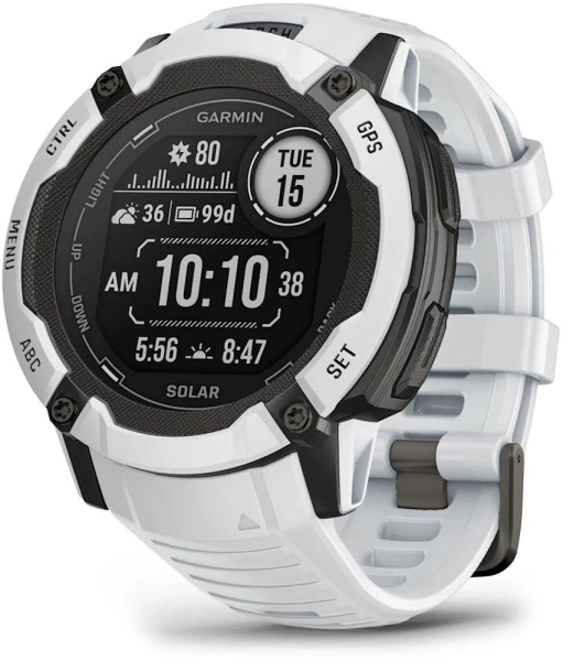 Смарт-часы Garmin Instinct 2X Solar 50мм 1" MIP корп.белый/черный рем.белый (010-02805-04)