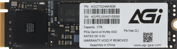 Накопитель SSD AGi PCIe 4.0 x4 2TB AGI2T0G44AI838 AI838 M.2 2280