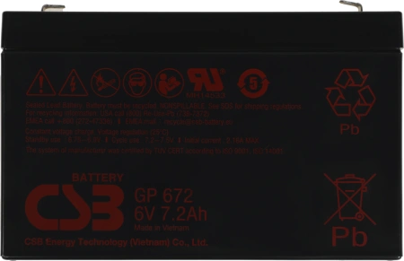 Батарея для ИБП CSB GP672 6В 7.2Ач