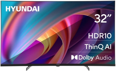 Телевизор LED Hyundai 32" H-LED32BS5100 WebOS Frameless Metal черный/серый HD 60Hz DVB-T DVB-T2 DVB-C DVB-S DVB-S2 USB WiFi Smart TV