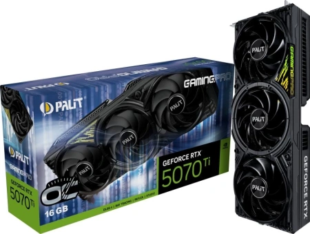 Видеокарта Palit PCI-E 5.0 PA-RTX5070Ti GAMINGPRO OC NVIDIA GeForce RTX 5070TI 16Gb 256bit GDDR7 2295/28000 HDMIx1 DPx3 HDCP Ret