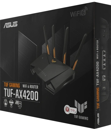 Роутер беспроводной Asus TUF-AX4200 AX4200 10/100/1000/2500BASE-TX/4G ready черный