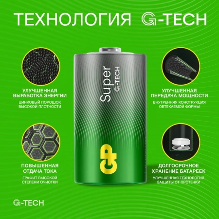 Батарея GP Super Alkaline 13AA21-2CRSBC2 D (2шт)