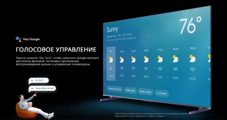 Телевизор QLED Skyworth 100" 100Q78G Google TV Frameless фиолетовый 4K Ultra HD 120Hz DVB-T DVB-T2 DVB-C DVB-S DVB-S2 USB WiFi Smart TV