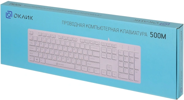 Клавиатура Оклик 500M белый USB slim Multimedia