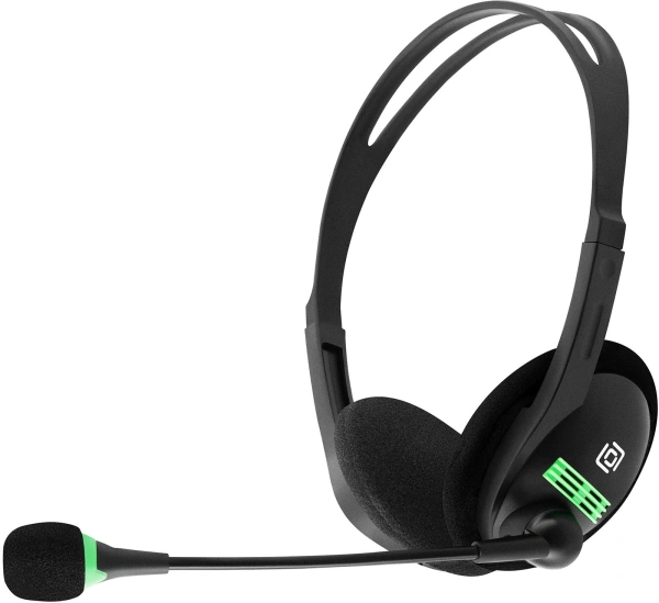 Наушники с микрофоном Оклик HS-M100 черный 1.8м накладные оголовье (1532004)