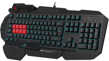 Клавиатура A4Tech Bloody B318 черный USB Multimedia for gamer LED (подставка для запястий) (B318) кабель 1.8м